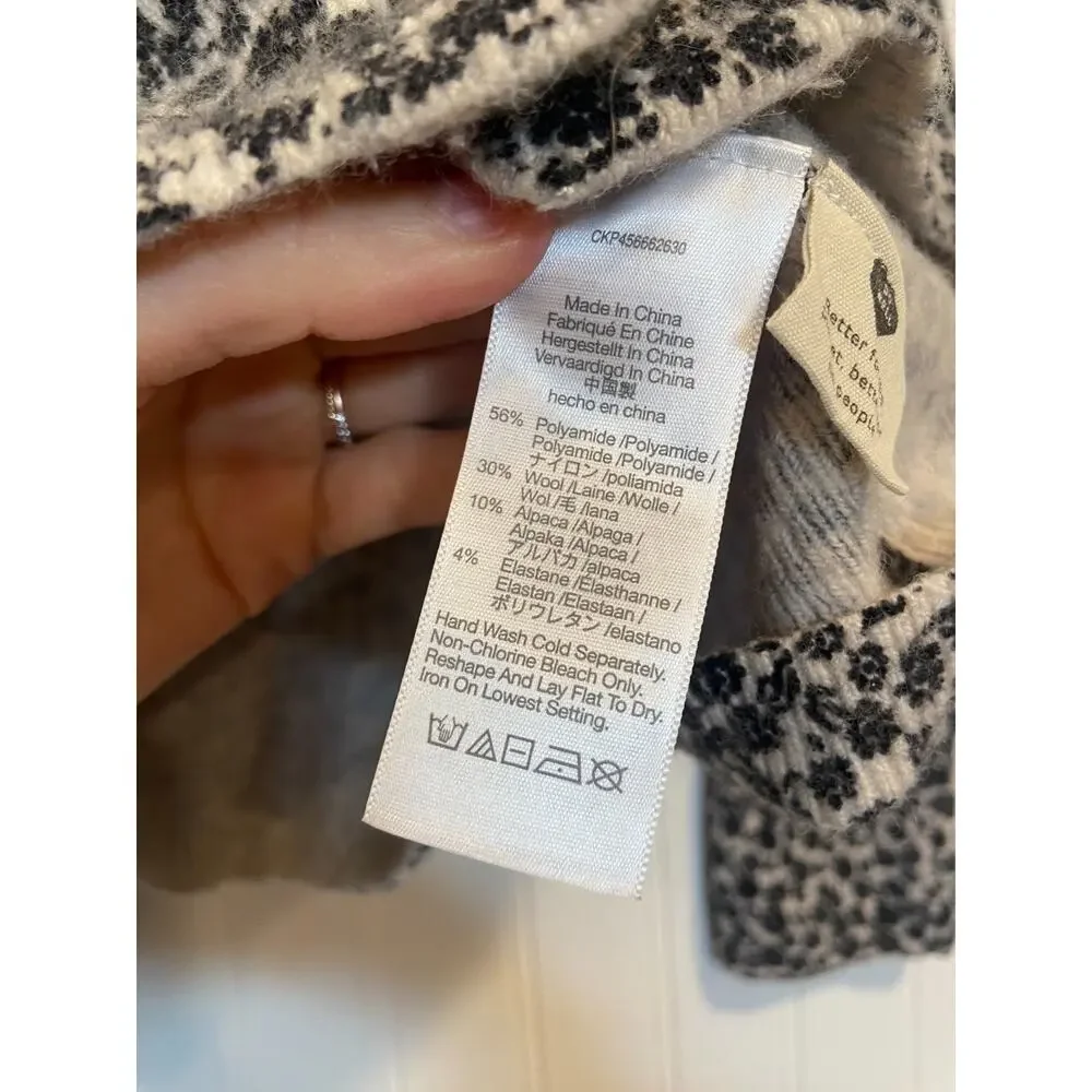 Madewell Ditsy Floral Knit Cardigan Sweater Cropped Stretch Ribbed Wool sz XS